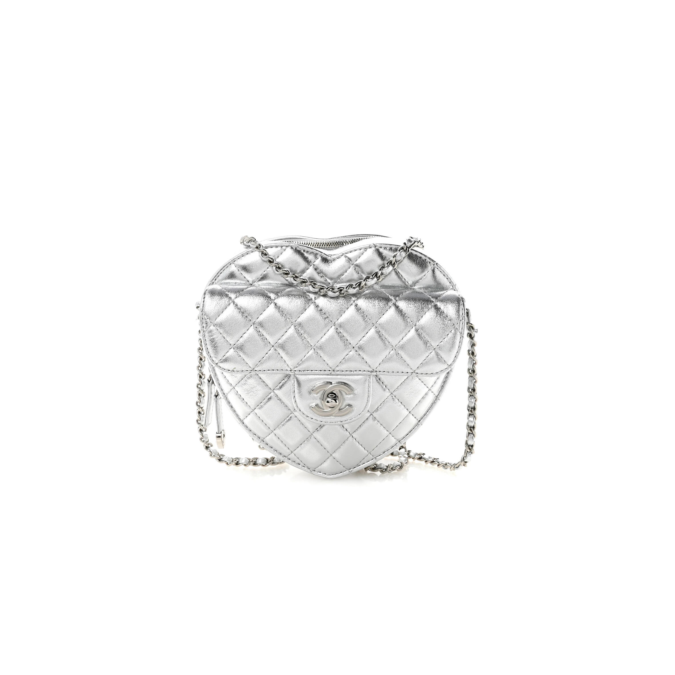 CHANEL HEART BAG IN METALLIC LAMBSKIN QUILTED AS5764 (19*18*5cm)